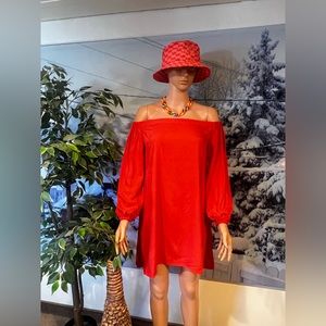 New Lotus Long-sleeved off shoulder mini Dress O/S